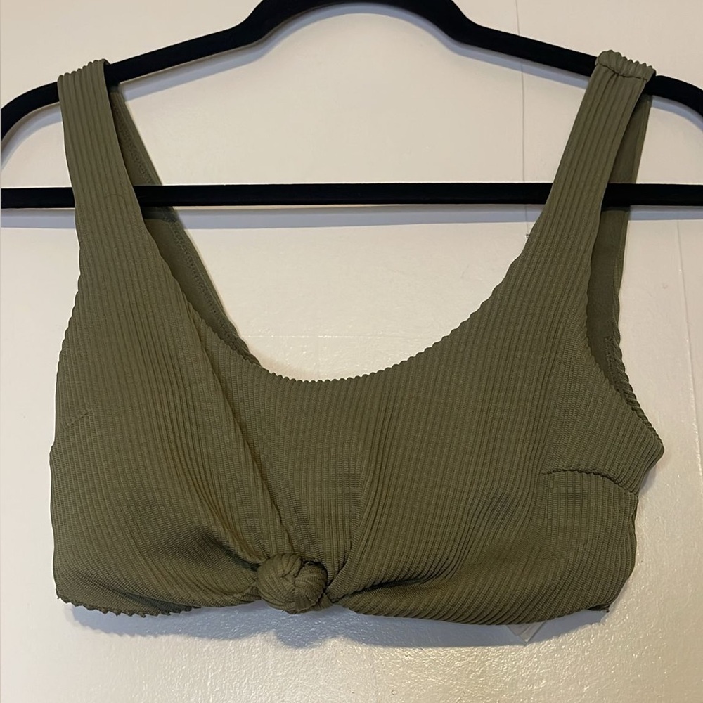 Hollister Olive Green Ribbed Knot Tank